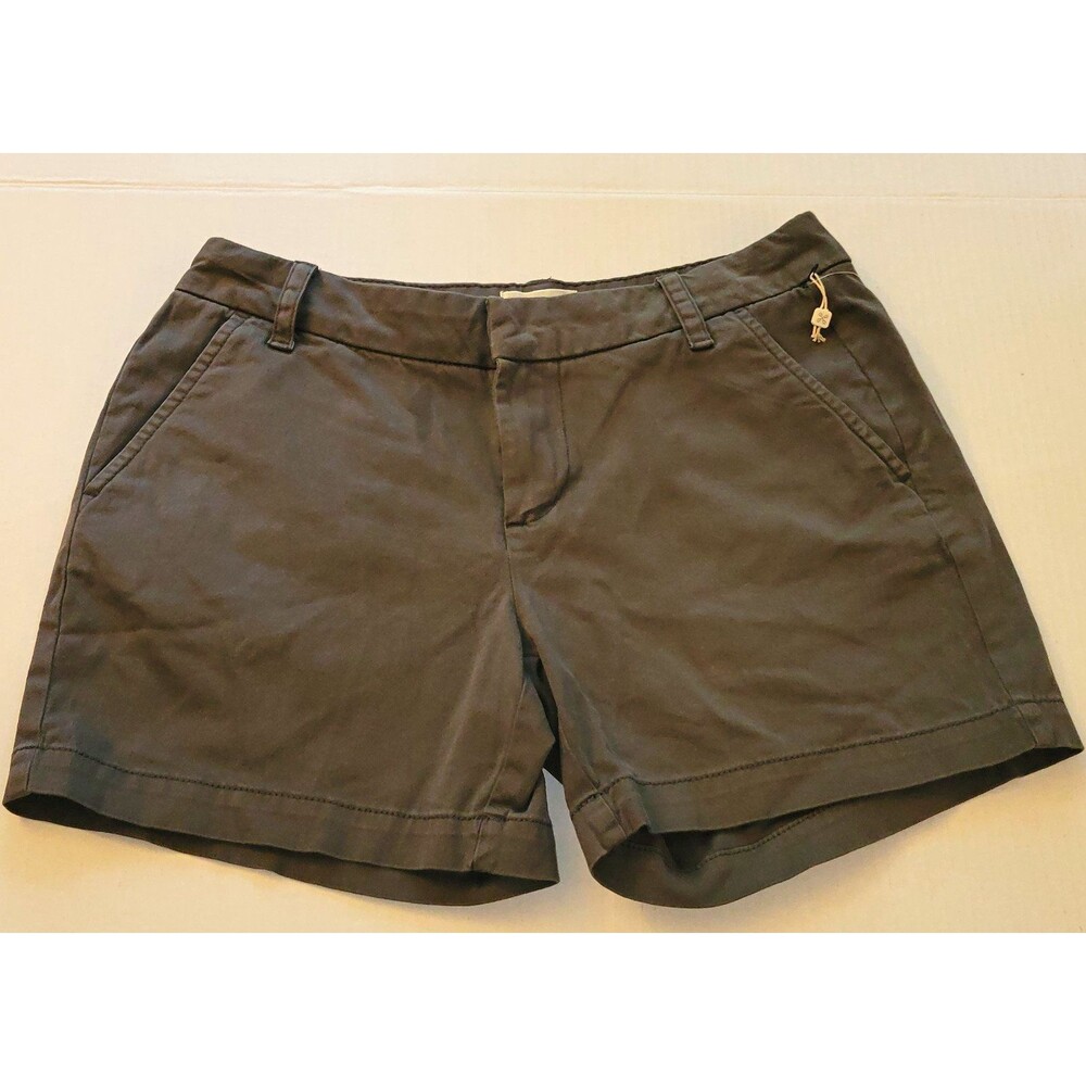 Women’s Caslon Gray Solid Chino Shorts Size 4 Regular Flat Front Zip Pockets